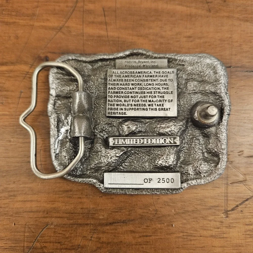Vtg 1987 Mississippi Farmer Pewter Belt Buckle USA‎ Limted Edition H. Byrant Inc